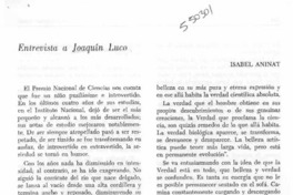 Entrevista a Joaquín Luco  [artículo] Isabel Aninat