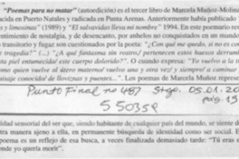 "Poemas para no matar"  [artículo] Alejandro Lavquén