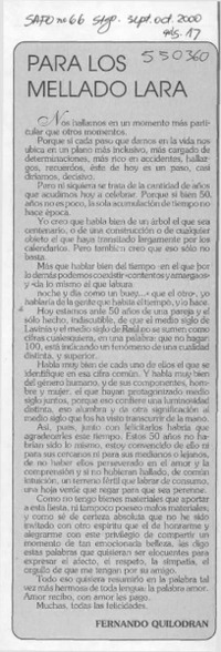 Para los Mellado Lara  [artículo] Fernando Quilodrán