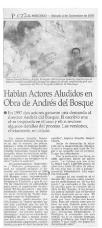 Hablan actores aludidos en obra de Andrés del Bosque  [artículo]