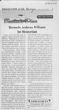 Hermelo Arabena Williams Im Memoriam  [artículo] Olga Lolas Nazrala