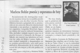 Marlene Bohle, poesía y esperanza de hoy  [artículo] Luis Ernesto Font Larrea