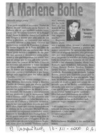 A Marlene Bohle  [artículo] Nelson Navarro Cendoya