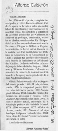 Alfonso Calderón  [artículo] Hernán Navarrete Rojas