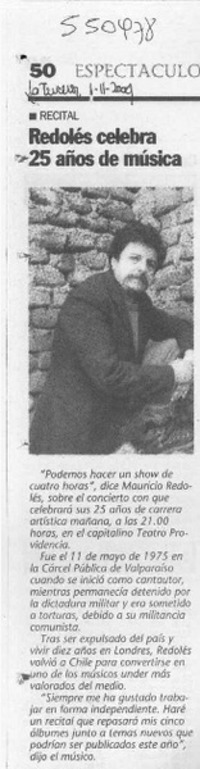 Redolés celebra 25 años de música  [artículo]
