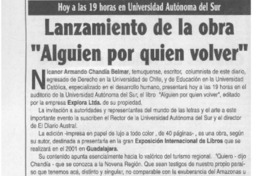 Lanzamiento de la obra "Alguien por quien volver"  [artículo]