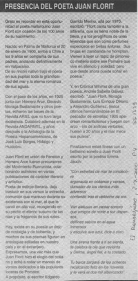 Presencia del poeta Juan Florit