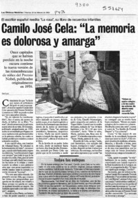 Camilo José Cela, "La memoria es dolorosa y amarga"  [artículo]