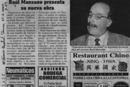Raúl Manzano presenta su nueva obra  [artículo]