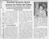 Escritor Ernesto Ayala estuvo en Feria del Libro  [artículo]