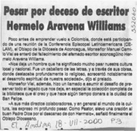 Pesar por deceso de escritor Hermelo Aravena Williams  [artículo]