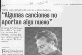 "Algunas canciones no aportan algo nuevo"  [artículo] Alejandra Valle