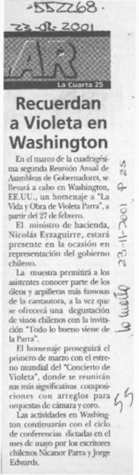 Recuerdan a Violeta en Washington  [artículo]