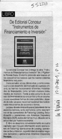 De Editorial Conosur "Instrumentos de financiamiento e inversión"  [artículo]