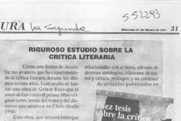 Riguroso estudio sobre la crítica literaria  [artículo]
