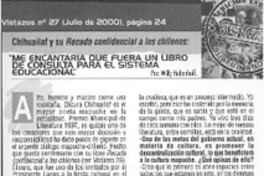 "Me encantaría que fuera un libro de consulta para el sistema educacional"  [artículo] Willy Haltenhoff