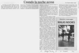 Cuando la noche acosa  [artículo] Marino Muñoz Lagos