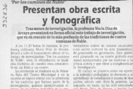 Presentan obra escrita y fonográfica  [artículo]