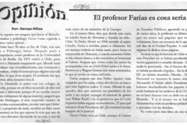 El profesor Farías es cosa seria  [artículo] Hernán Millas