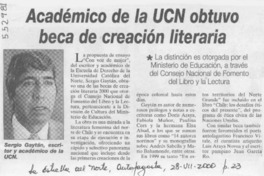 Académico de la UCN obtuvo beca de creación literaria  [artículo]