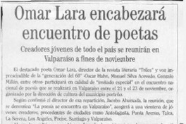 Omar Lara encabezará encuentro de poetas  [artículo]