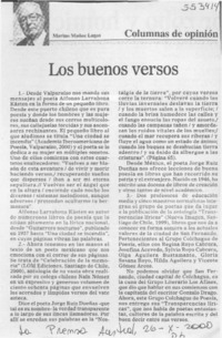 Los buenos versos  [artículo] Marino Muñoz Lagos