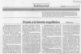 Premio a la historia magallánica  [artículo]