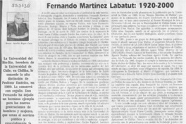 Fernando Martínez Labatut, 1920-2000  [artículo] Marco Aurelio Reyes Coca