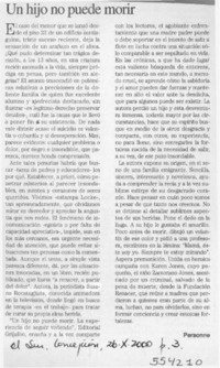Un Hijo no puede morir  [artículo] Personne