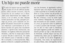 Un Hijo no puede morir  [artículo] Personne