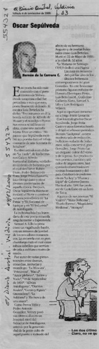 Oscar Sepúlveda  [artículo] Hernán de la Carrera C.