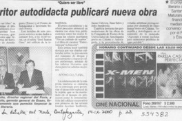 Escritor autodidacta publicará nueva obra  [artículo]