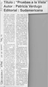 "Pruebas a la vista"  [artículo] Luis Paz