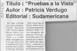 "Pruebas a la vista"  [artículo] Luis Paz