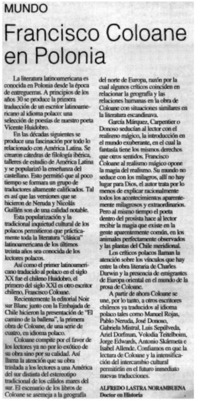 Francisco Coloane en Polonia