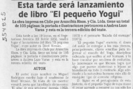 Esta tarde será lanzamiento de libro "El pequeño Yogui"  [artículo]