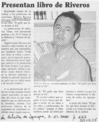 Presentan libro de Riveros  [artículo]