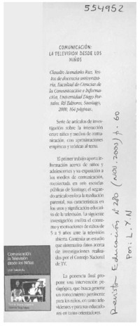 Comunicación, la televisión desde los niños  [artículo] L. y N.