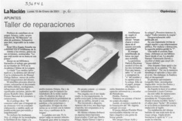 Taller de reparaciones  [artículo] Enrique Ramírez Capello