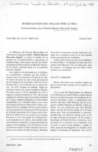 Homenaje postumo, diálogo por la vida  [artículo] Virginia Vidal