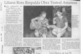 Liliana Ross respalda obra teatral amateur  [artículo]