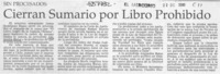 Cierran sumario por libro prohibido  [artículo]