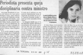 Periodista presenta queja disciplinaria contra ministro  [artículo]
