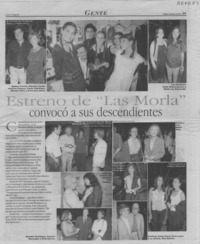 Estreno de "Las Morla" convocó a sus descendientes  [artículo]