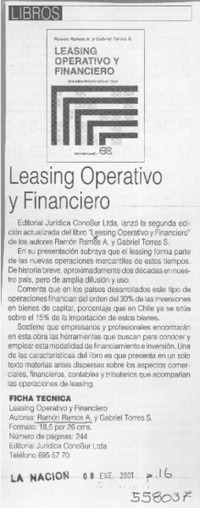 Leasing operativo y financiero  [artículo]