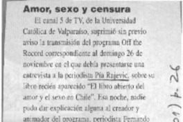 Amor, sexo y censura  [artículo]