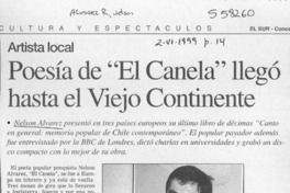 Poesía de "El Canela" llegó hasta el viejo continente  [artículo]