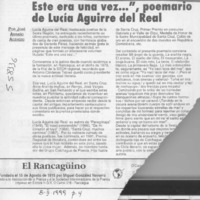 Este era una vez, poemario de Lucía Aguirre del Real  [artículo] José Arraño Acevedo