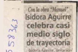 Isidora Aguirre celebra casi medio siglo de trayectoria  [artículo]