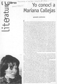 Yo conocí a Mariana Callejas  [artículo] Gonzalo Contreras